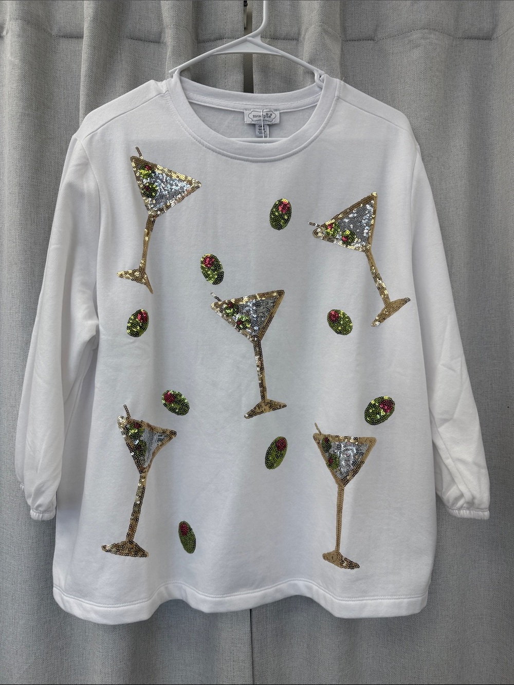 Brand New Mud Pie Sequin Martini Glass Sweatshirt! One size! NWT